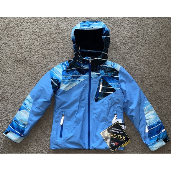 Spyder Ava Gore-Tex Jacket - Girls' 12 Blue Ice/Powder Peak Blue Ice/Turkish Sea - Picture 1 of 12